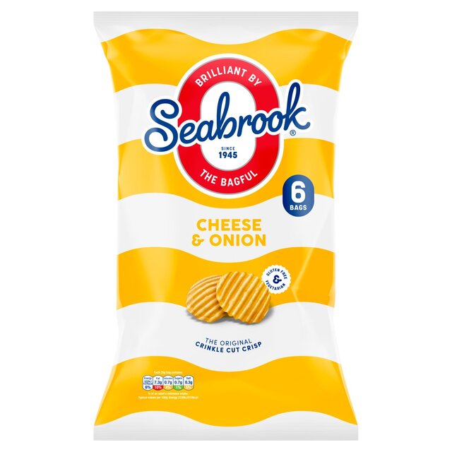 Seabrook Crinkle Cut Cheese & Onion Crisps 6 par paquet