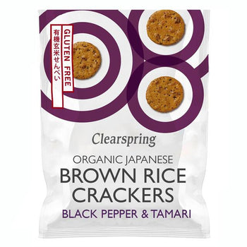 Clearspring Organic Japanese Brown Rice Crackers Black Pepper & Tamari 40g