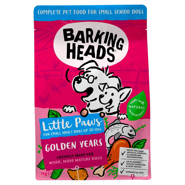 Barking têtes Petites pattes Golden Years with Chicken Dry Chog Aliments 1kg
