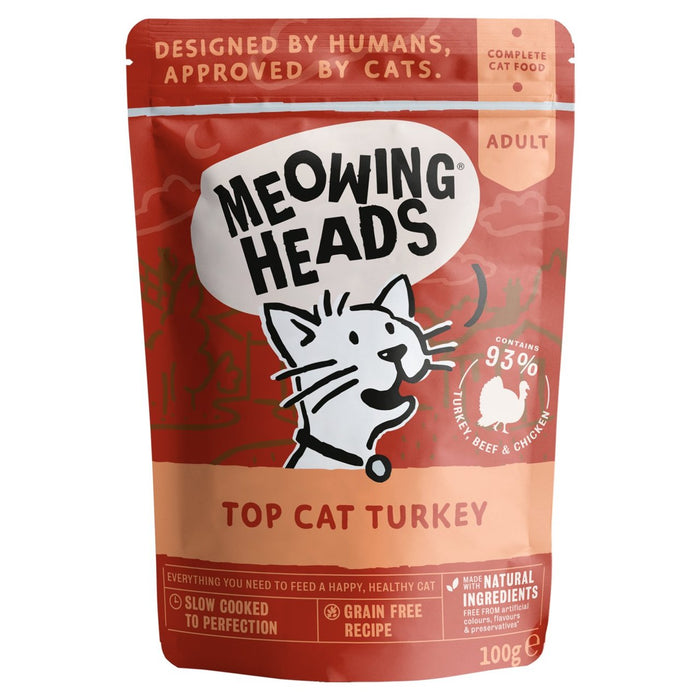 Cabezales de mago Top Cat Turquía Turquía Húmedo de comida Cat 100g 100g