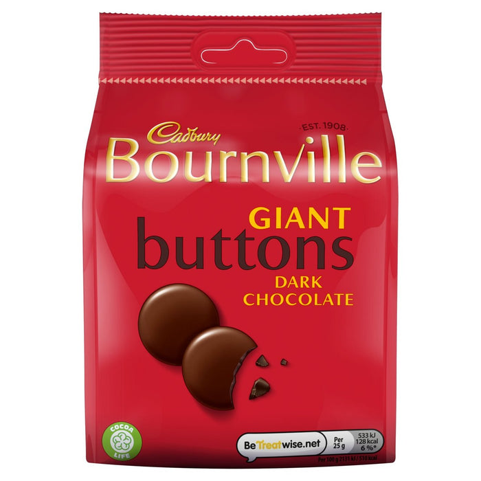 Cadbury Bournville Dark Chocolate Giant Giant Knöpfe Tasche 110g